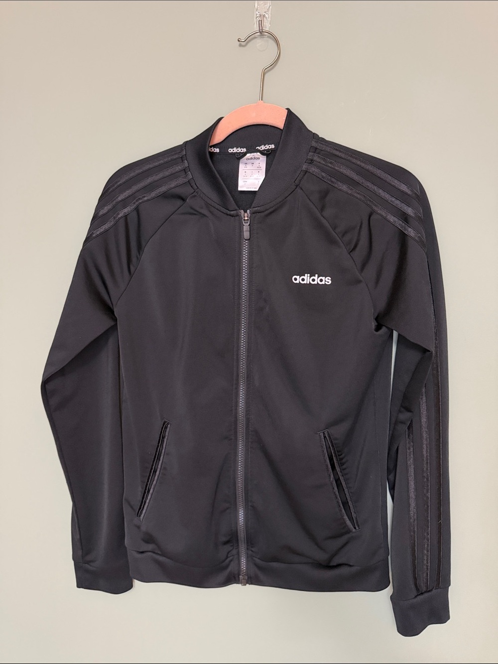adidas 3-Stripes Track Jacket Small Black Full Zip Athletic
